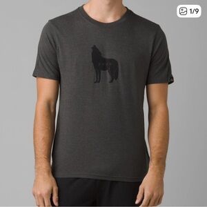 Prana Graphic T-Shirt Beige Men’s XL Wolf Pack Organic Fair Trade Cotton